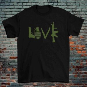 LOVE Military Style Graphic T-Shirt – 100% Cotton
