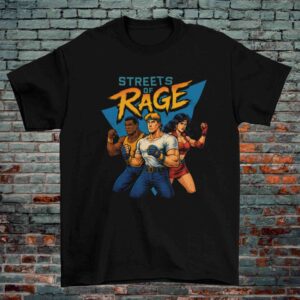 Streets of Rage Retro Gaming T-Shirt – Classic Beat 'Em Up Tribute (Black & White, 100% Cotton)